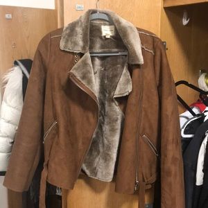 Urban Outfitters shearling tan motor/biker jacket